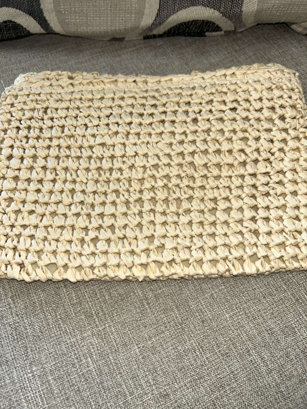 Braided Straw Envelope Clutch - Cream - Picture 2 of 4